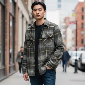 Hawke & Co Brown and Yellow Plaid Shirt